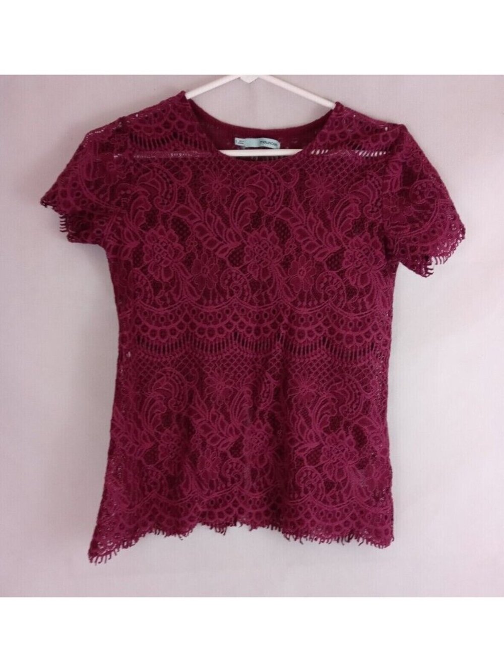 Maurices Women's Burgandy/Maroon Sheer Floral Lace Blouse Size Small